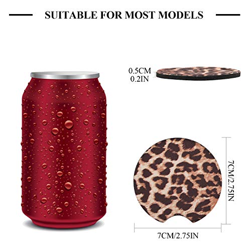 Leopard Print Car Coasters - 4 Pack Neoprene Cup Holder Mats