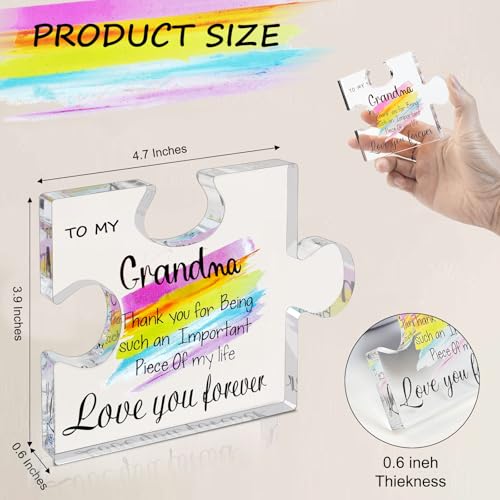 Personalized Engraved Acrylic Photo Puzzle Block for Grandma