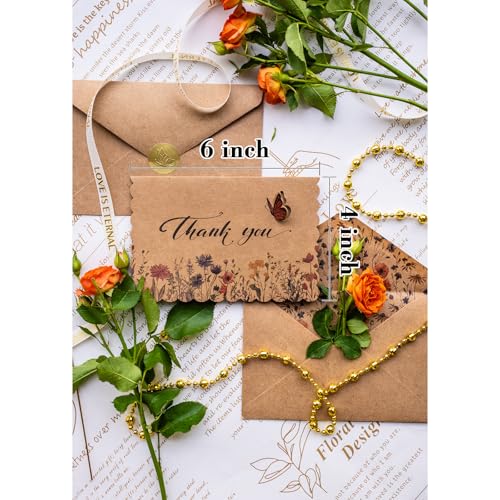 AZAZA Floral Thank You Cards with Envelopes - 24 Pack