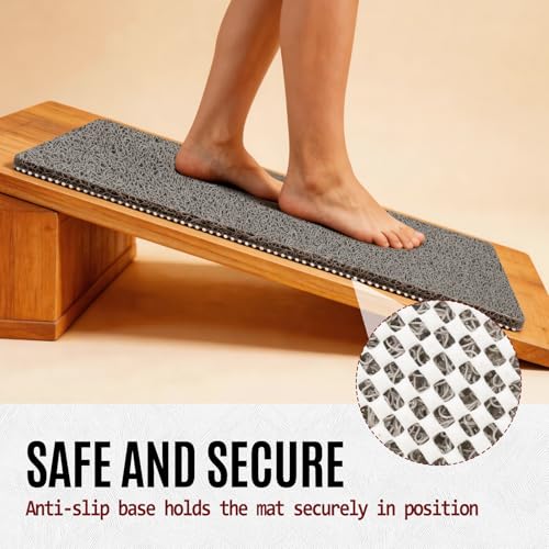 Joyhalo 24x17 Inch Grey Non-Slip Shower Mat with Loofah Texture