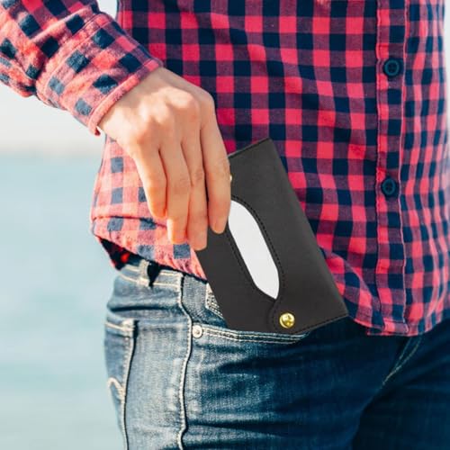Compact PU Leather Pocket Tissue Holder - Travel Pouch for Tissues