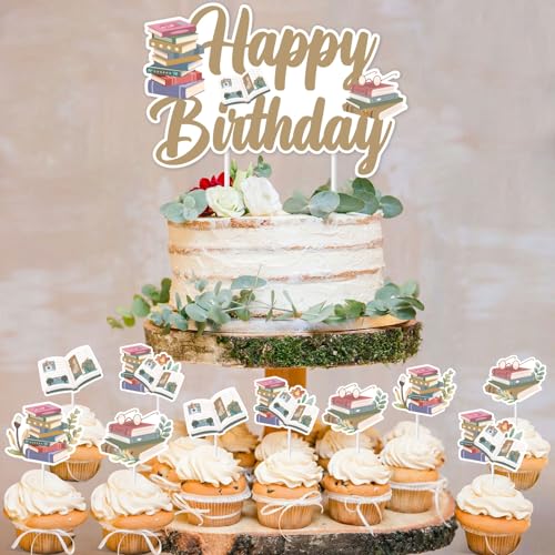 Storybook Birthday Decorations Set - Happy Birthday Banner & Cupcake Toppers with Balloons