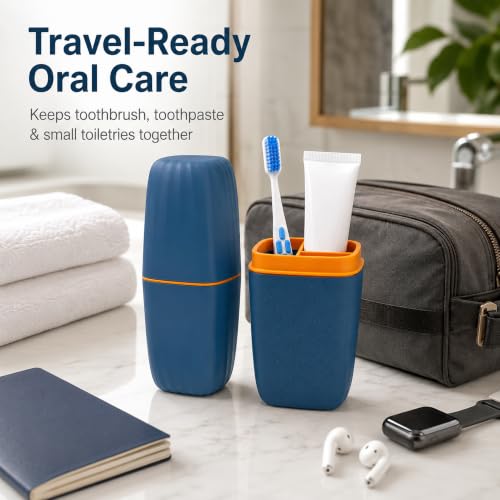 Portable Toothbrush Travel Case with Rinse Cup - 2-in-1 Oral Care Holder