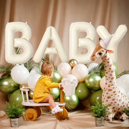 KAINSY 40 Inch Cream White Letter D Foil Balloon Giant Beige Alphabet