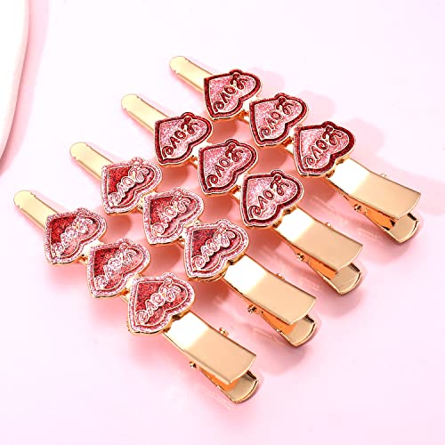 PHALIN Rhinestone Heart Hair Clips 4PCS Sparkling Valentine Hairpins