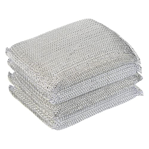 Non-Scratch Kitchen Scrub Sponge - 4 Pack, 11x8.5 cm, Silver