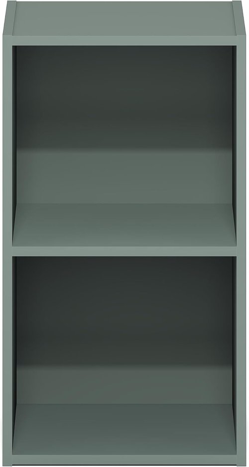 Furinno PASIR 2-Tier Modern Bookshelf - Open Shelves Bookcase in Sage Green | Easy Assembly for Home & Office