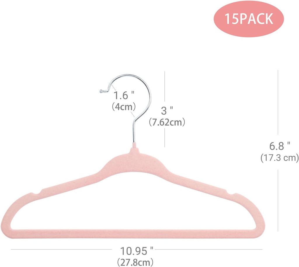 ManGotree Baby Hangers - Ultra Thin Non-Slip Kids Coat Hangers, 15 Pack in Light Pink