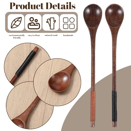 Wooden Honey Spoon Set - 2PCS Long Handle Stirring Spoons