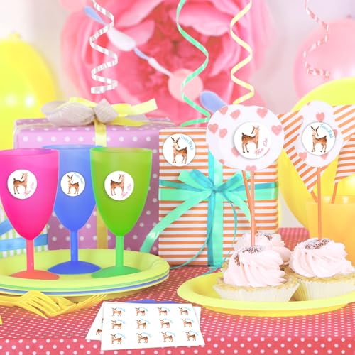 72 Pcs Bambi Gender Reveal Stickers for Baby Shower Party