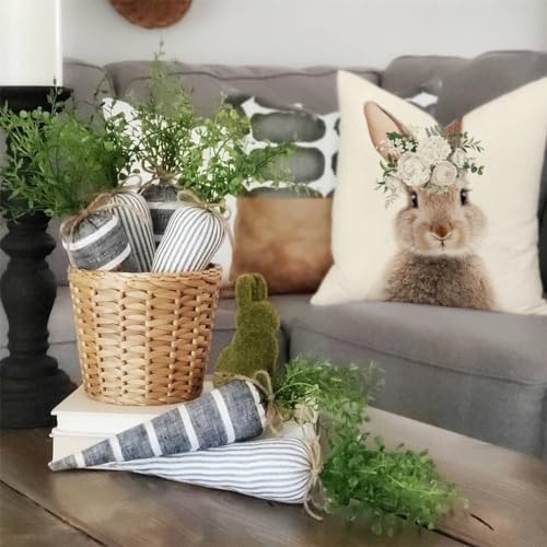 PANDICORN Bunny Easter Pillow Covers 18x18 Inch Set of 2 - Farmhouse Decor