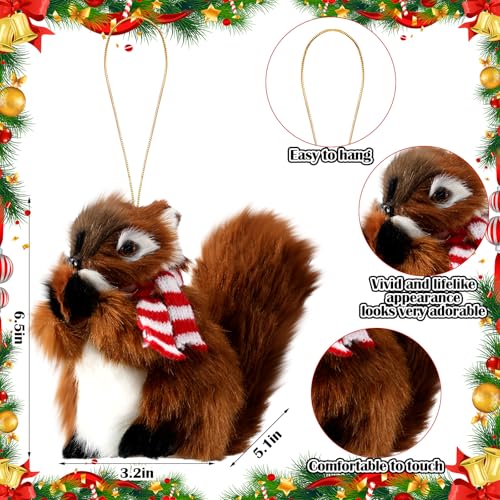 Christmas Squirrel Ornaments Set - Woodland Decor for Tree, Table, or Gift