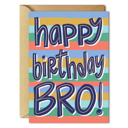 Happy Birthday Brother Card with Gold Foil & Kraft Envelope – Luxury Sibling Greeting
