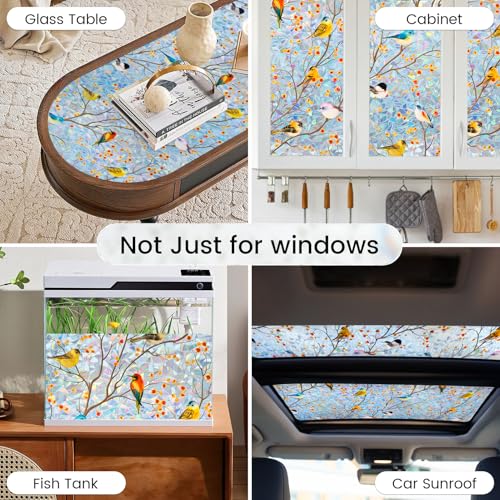 DKTIE Rainbow Window Privacy Film - 17.7" x 78.7" - Vintage Floral Design
