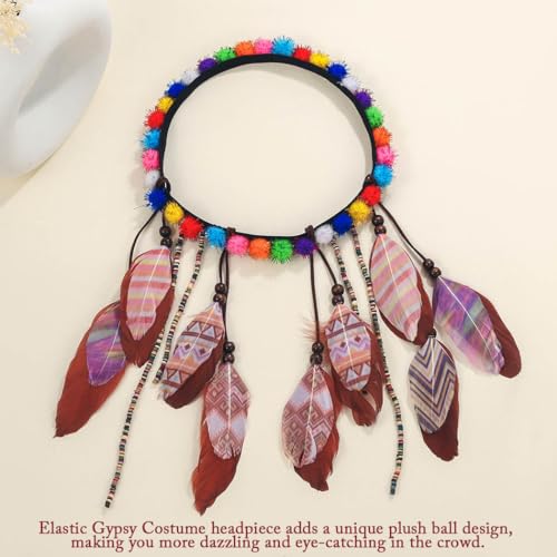 Campsis Boho Feather Headband Hippie Gypsy Costume Hair Accessory
