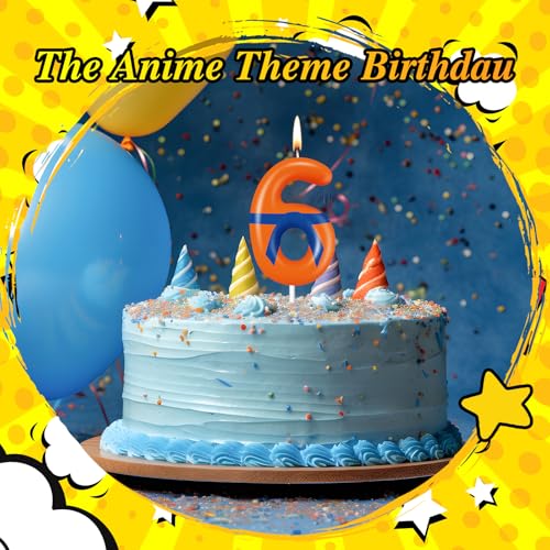 MTLEE Dragon Anime Birthday Candle Cake Topper - Orange & Blue