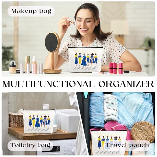 VeloKomo Waterproof Makeup Bag - Blue and Gold Bible Verse Toiletry Pouch
