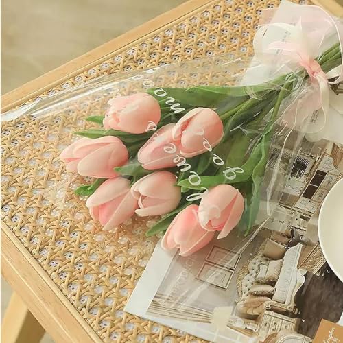 Colorful 15PCS Real Touch Artificial Tulips - 14" Silk Faux Flowers