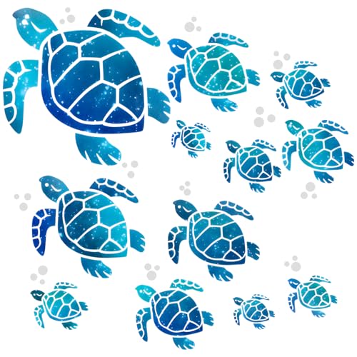 12 Pcs Sea Turtle Wall Decals - Vinyl Ocean Stickers for Home Decor