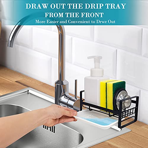 VANTEN Matte Black Kitchen Sink Caddy with Removable Drip Tray & Wall Mount Option