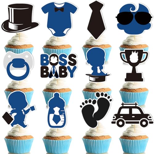 24pcs Baby Boy Cake Toppers - Cute Cartoon Designs for Parties