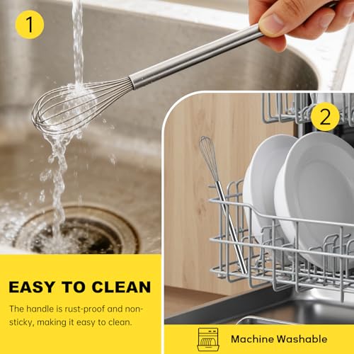 NileHome Mini Stainless Steel Whisk Set - 5 & 7 Inch Kitchen Whisks