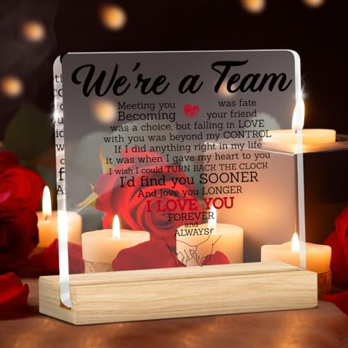 Love Heart Acrylic Sign for Couples - Romantic Desk Decor Plaque