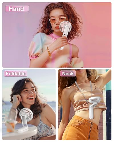 EasyAcc Portable Handheld Fan with 2600mAh Battery, 5 Speeds, Pink