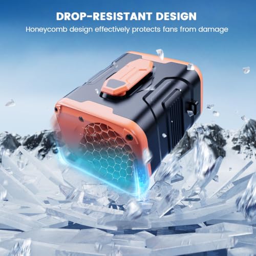 coldSky Medium Orange Waist Clip Fan - 5 Speeds for 24H Cooling