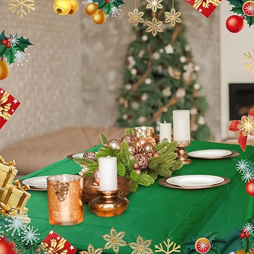 Christmas Disposable Plastic Tablecloths Set - Red Green 30 Pieces