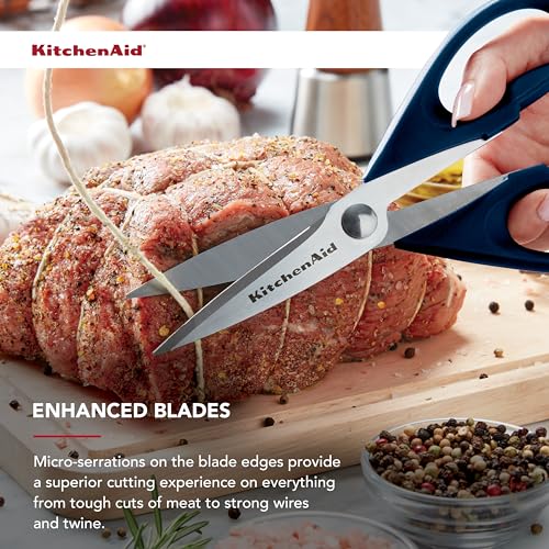 KitchenAid Stainless Steel Kitchen Shears with Comfort Grip - 8.72 Inch, Ink Blue