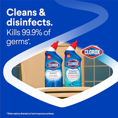 Clorox Toilet Bowl Cleaner with Bleach, Rain Clean, 24 fl oz - 2 Pack