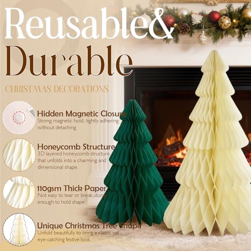 XL Christmas Honeycomb Paper Tree Set - Colorful 14-24 Inch Holiday Decor