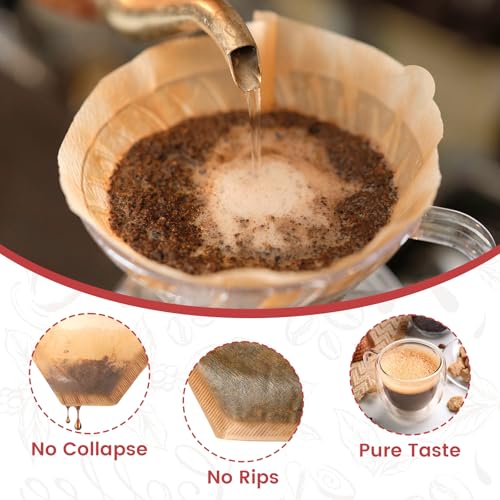 #4 Cone Coffee Filters, 200 Count Unbleached Natural Paper for Drip & Pour Over