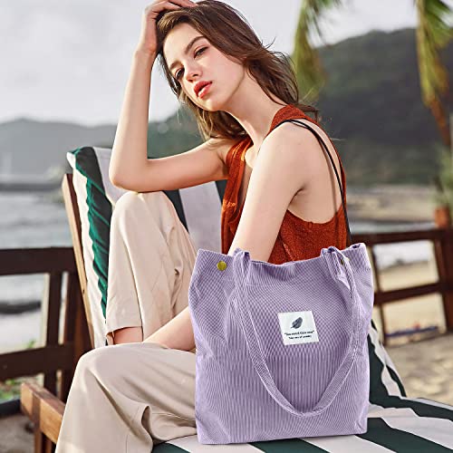 Ayieyill Corduroy Tote Bag for Women with Inner Pocket