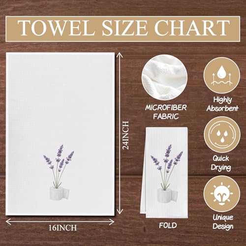 Lavender Hand Towels - Floral Microfiber Bathroom Decor, 16x24"