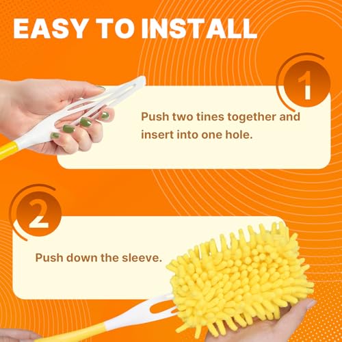 BEVAUEG 2 Pack Reusable Microfiber Duster Pads for Swiffer, 360 Dust Refills - Yellow