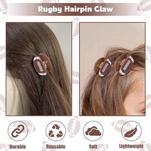 AEGYPIUS Football Hair Claw Clip, 1.37 Inch Small Acetate Hair Clip 2 Pcs