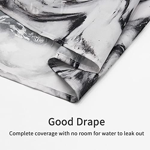 MitoVilla Small Black and White Fabric Shower Curtain, 36 x 72 Inch