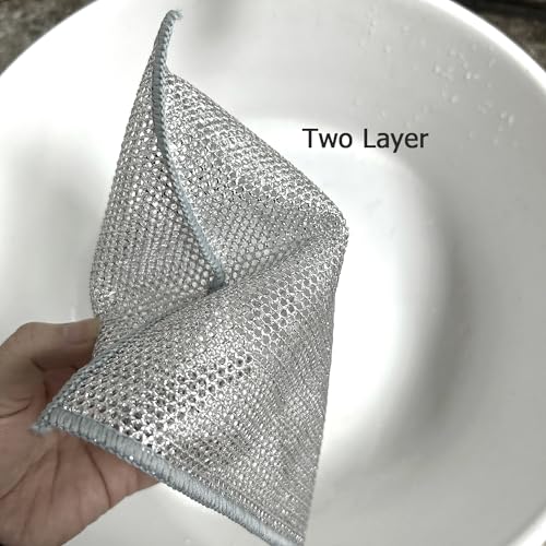 10 PCS Double Layer Stainless Steel Wire Dishwashing Cleaning Cloths