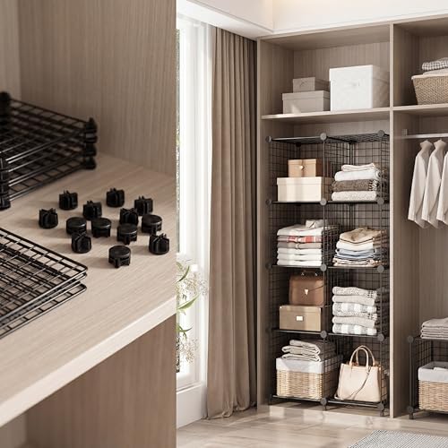 Jovitec 32-Piece Black ABS Cube Connectors for Wire Storage