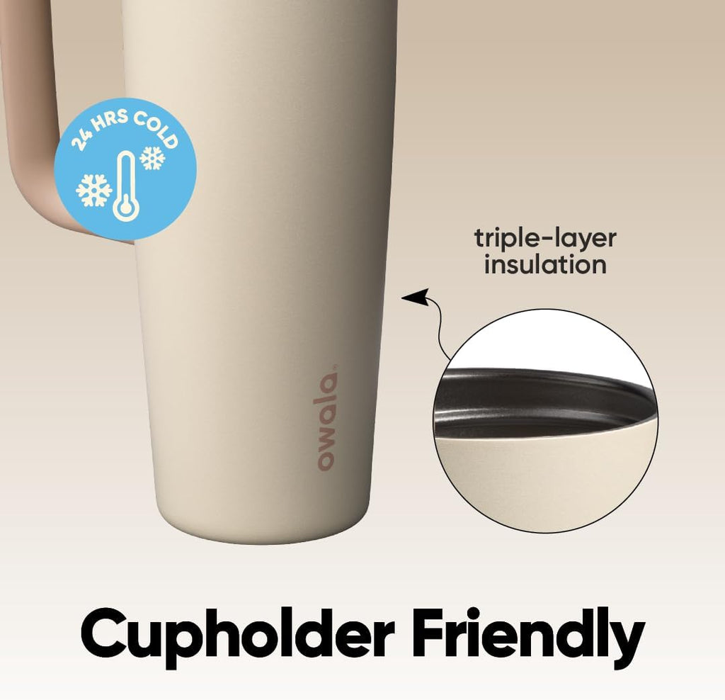 Owala FreeSip Tumbler - 30 Oz Stainless Steel - Tan (Lightly Toasted) for Easy Hydration