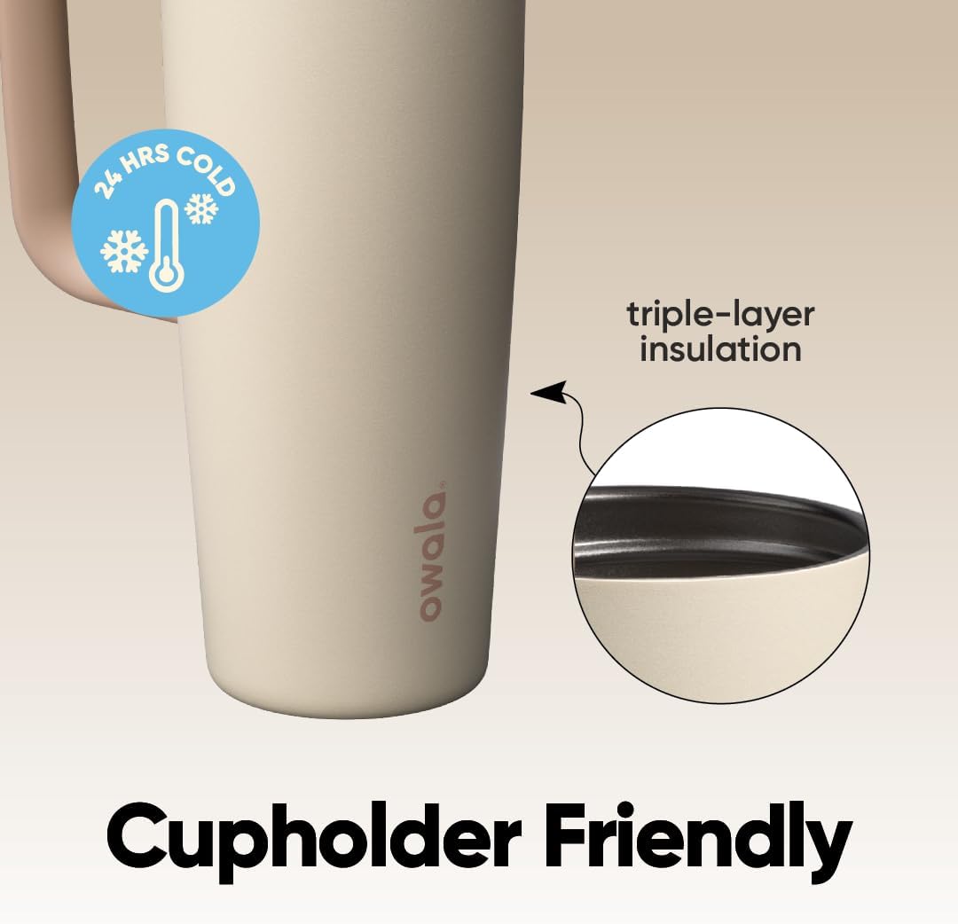 Owala FreeSip Tumbler - 30 Oz Stainless Steel - Tan (Lightly Toasted) for Easy Hydration