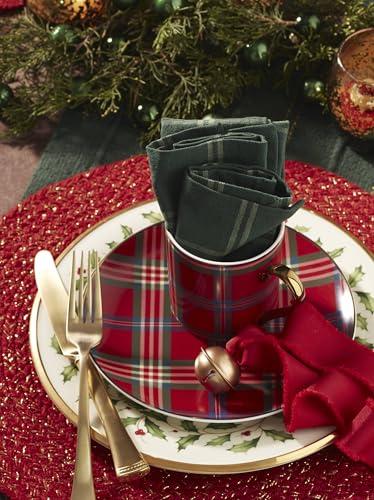 Lenox Holiday Christmas Tartan Accent Plates Set of 4 - 8 Inch Porcelain Dinnerware