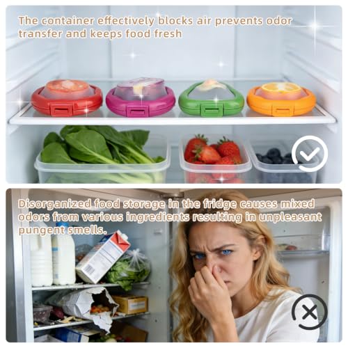 TQRR Avocado and Onion Storage Containers 4-Pack - Red, Green, Purple, Orange