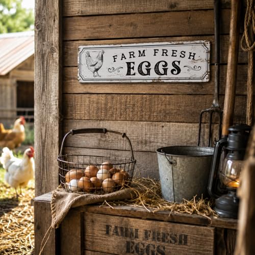 Rustic Farmhouse Chicken Coop Metal Sign - Color 01, 15.7-inch Farm Decor