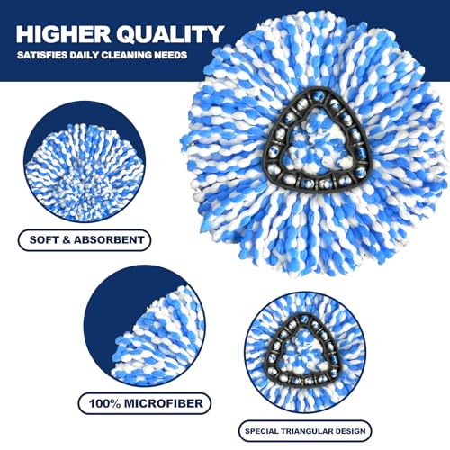 Nuorest Spin Mop Replacement Heads - 3 Pack for RinseClean 2-Tank System