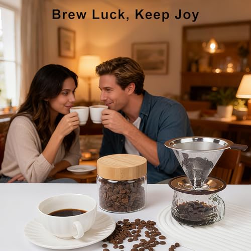 Roogaluckeep Pour Over Coffee Maker with Reusable Filter - 1-2 Cups