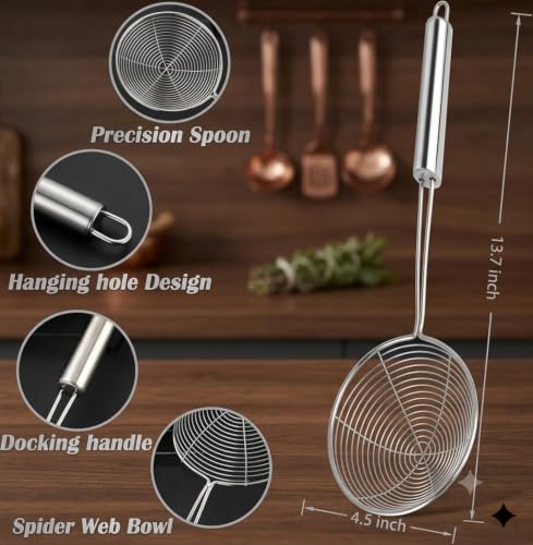 Cyoufine 13.7-inch Stainless Steel Spider Strainer Skimmer Spoon