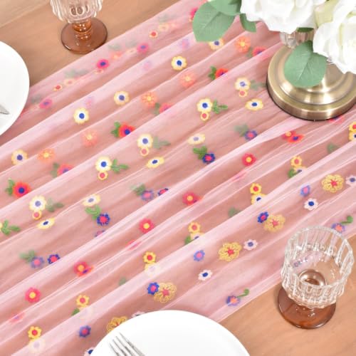 Pink Flower Table Runner 10ft Daisy Fall Wedding Party Home Decor